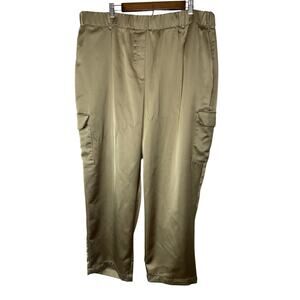 Lane Bryant slacks pants trousers women's plus size 22 brown satin wide legged